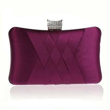 Women's Satin Evening Clutch Bag – Elegant Purple Purse